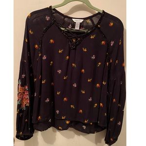 Floral Black Blouse